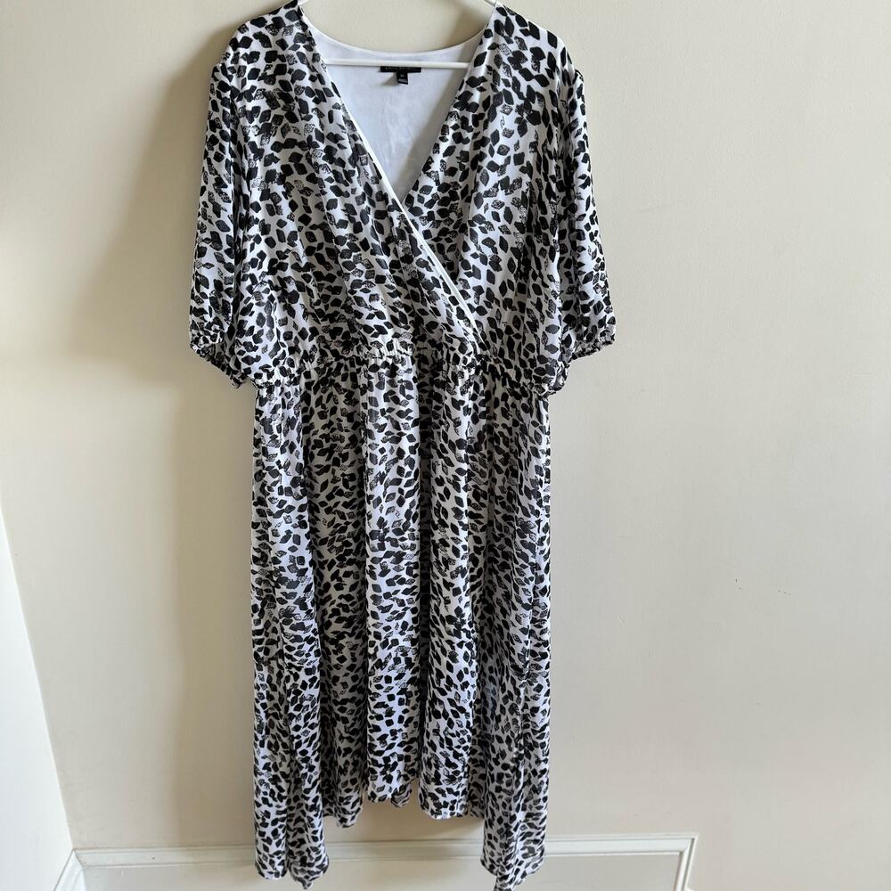 Lane Bryant Plus Size 22 Maxi Dresses Short Sleeve Lined Animal Geometric Sheer